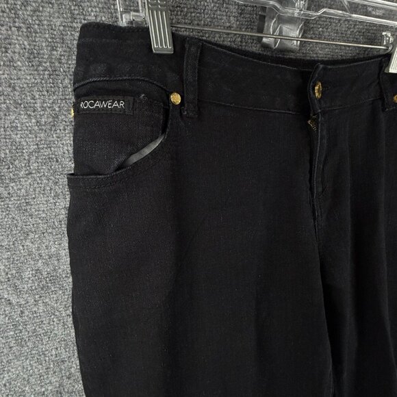 Rocawear Y2K Women Jeans Size 22 Black Pockets Embellished Spell Out Logo 1999 - Picture 6 of 16